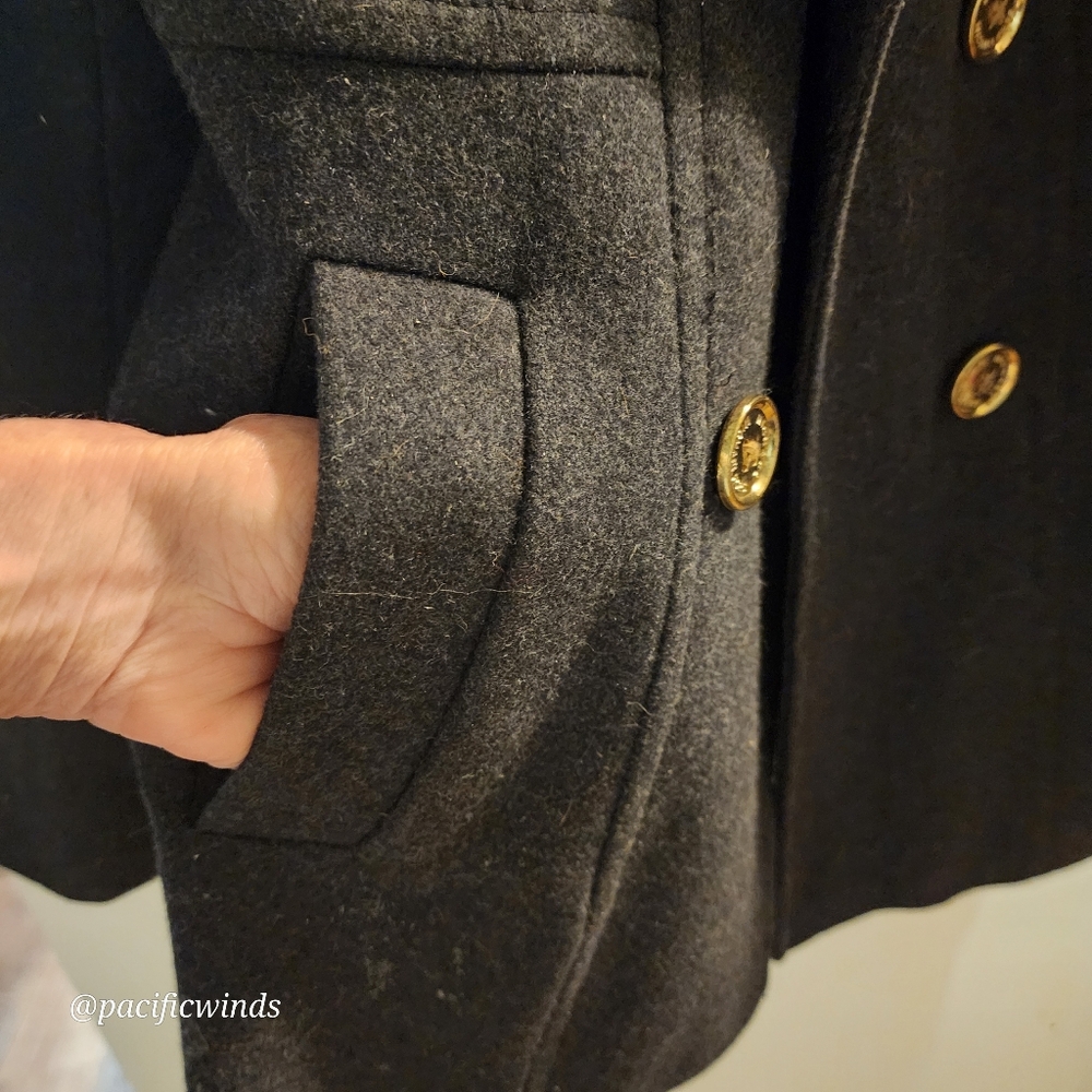 MICHAEL KORS NAVY BLUE WOOL PEA COAT LIKE NEW! SMALL - Picture 5 of 15